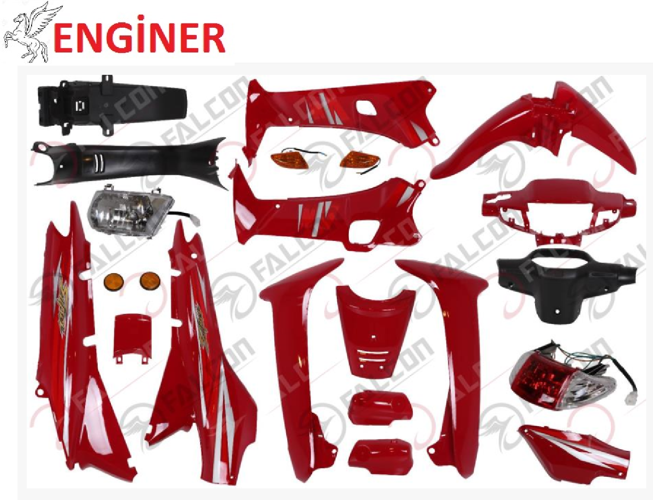 LİFAN KAPORTA SETİ KIRMIZI (FAR STOP DAHİL)